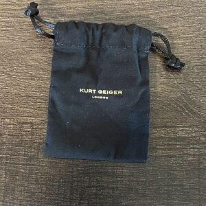 Kurt Geiger Black Drawstring Jewelry Pouch with Gold Logo